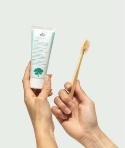 Tebodont-F Zahnpaste und eine Zahnbürste